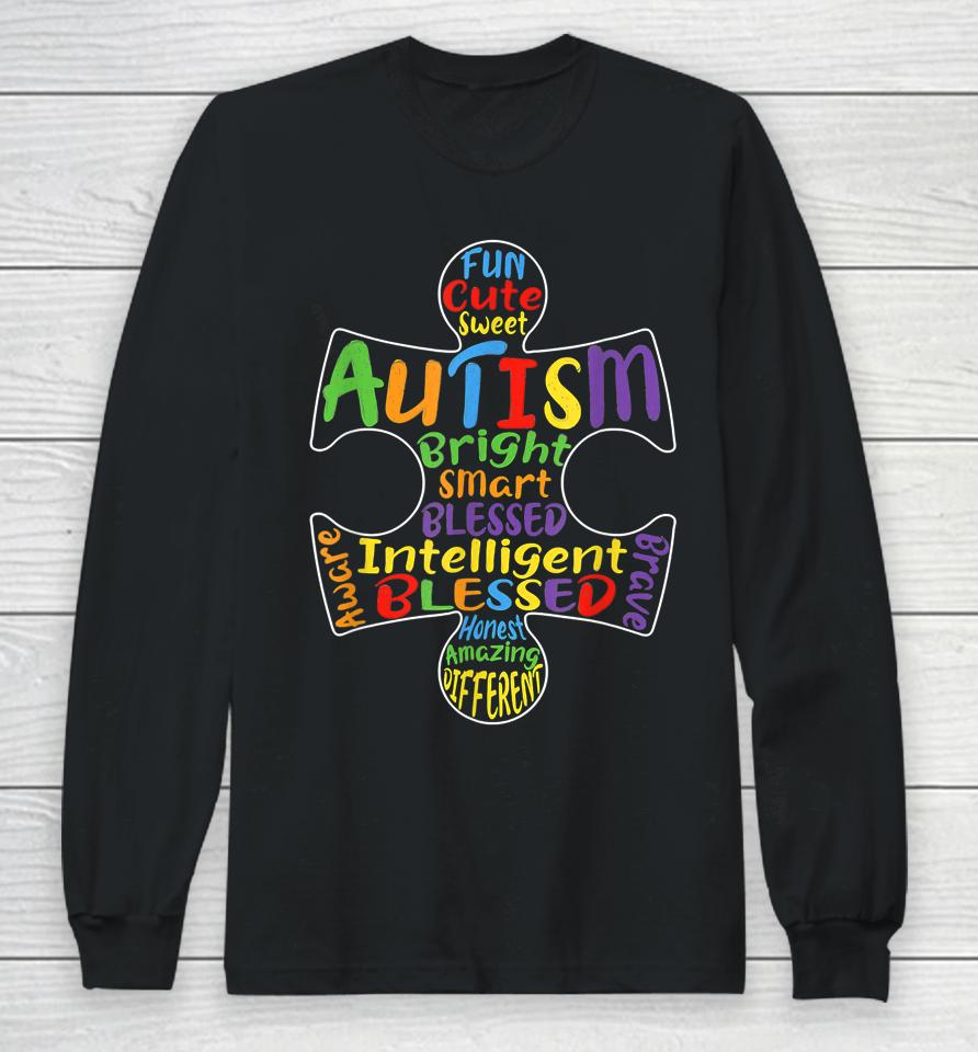 Autism Awareness Heart Blessed Long Sleeve T-Shirt