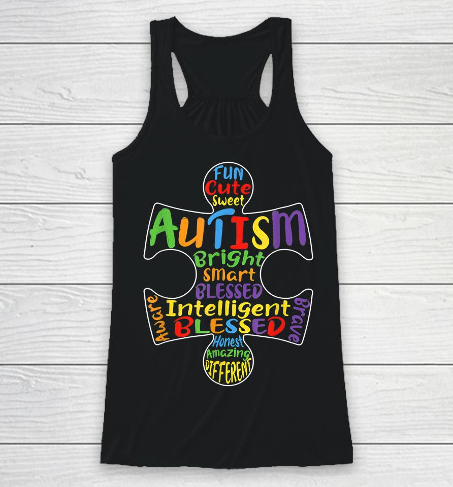 Autism Awareness Heart Blessed Racerback Tank