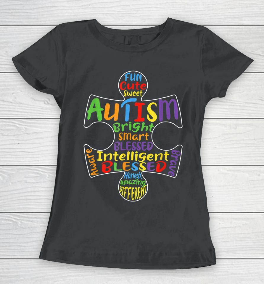 Autism Awareness Heart Blessed Women T-Shirt