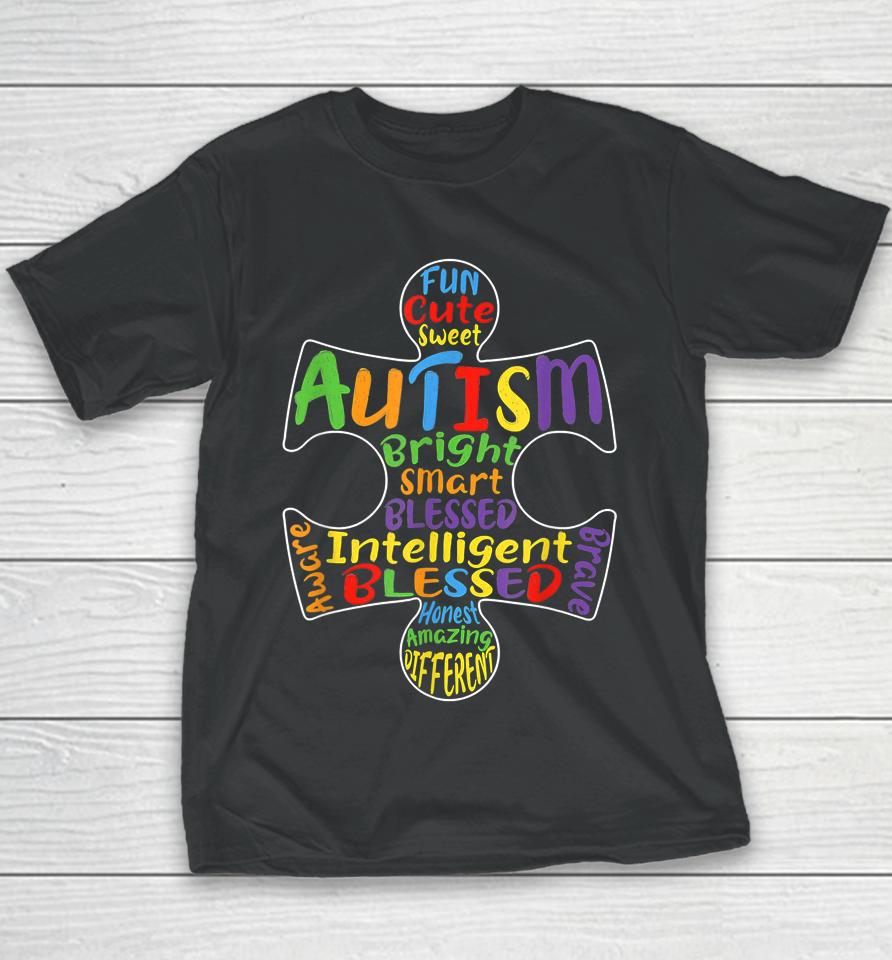 Autism Awareness Heart Blessed Youth T-Shirt