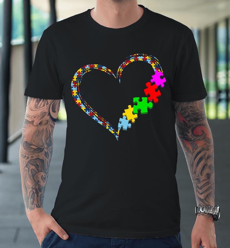 Autism Awareness Love Heart Puzzle Piece Valentines Day Gift Premium T-Shirt