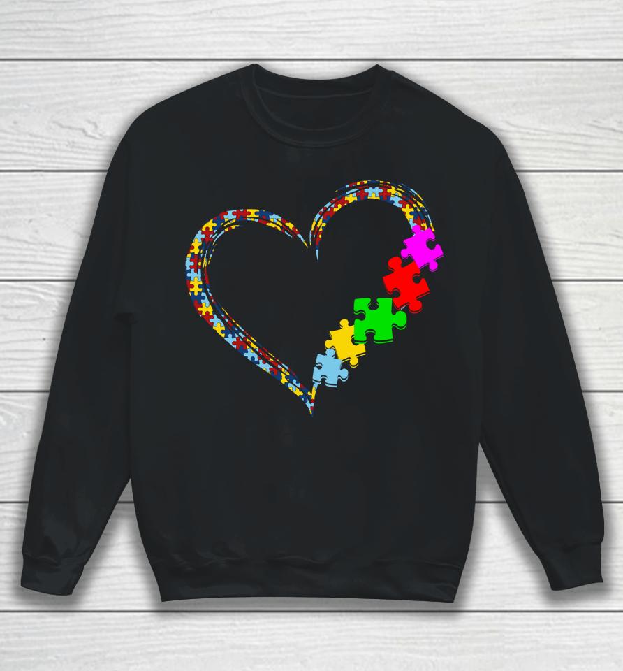 Autism Awareness Love Heart Puzzle Piece Valentines Day Gift Sweatshirt