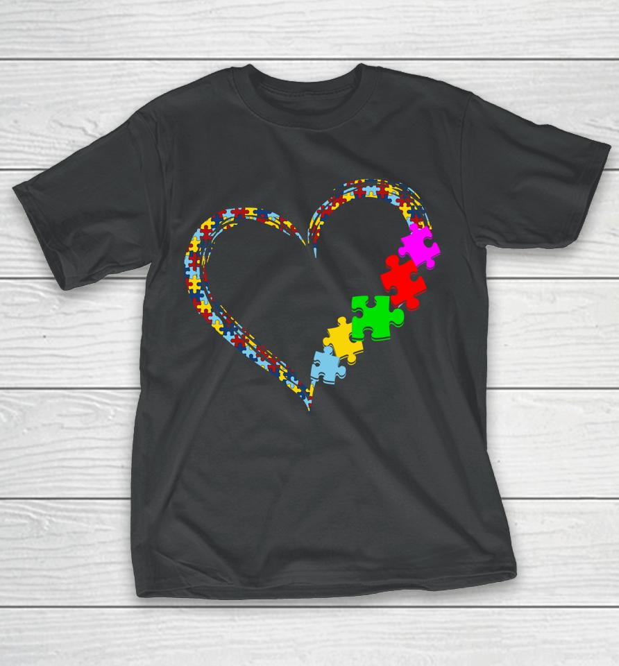 Autism Awareness Love Heart Puzzle Piece Valentines Day Gift T-Shirt