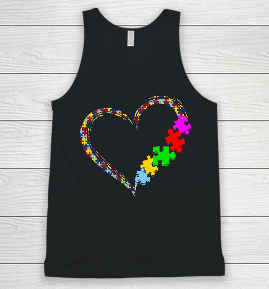 Autism Awareness Love Heart Puzzle Piece Valentines Day Gift Unisex Tank Top