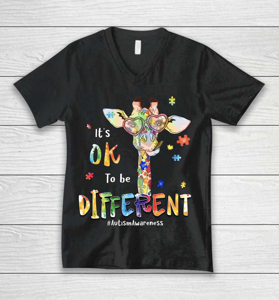 Autism Awareness Month It's Ok To Be Different Unisex V-Neck T-Shirt