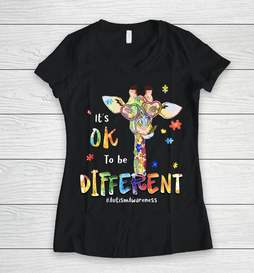 Autism Awareness Month It's Ok To Be Different Women V-Neck T-Shirt