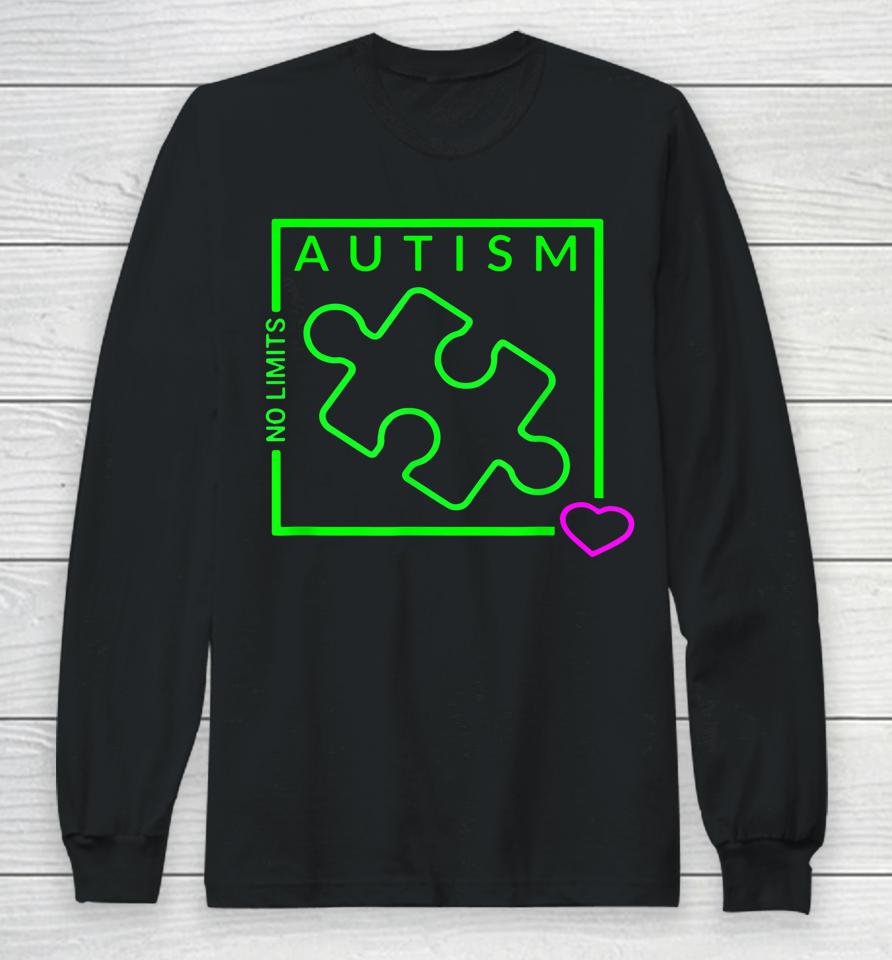 Autism Awareness No Limits Graphic Long Sleeve T-Shirt
