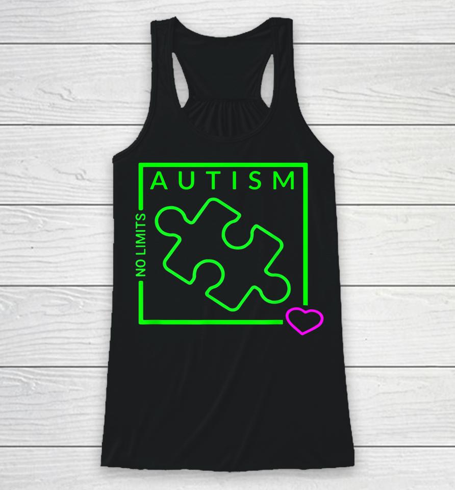 Autism Awareness No Limits Graphic Racerback Tank
