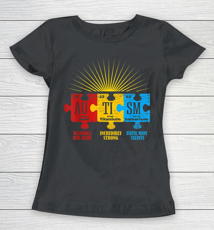 Autism Awareness Puzzle Chemical Element Women T-Shirt