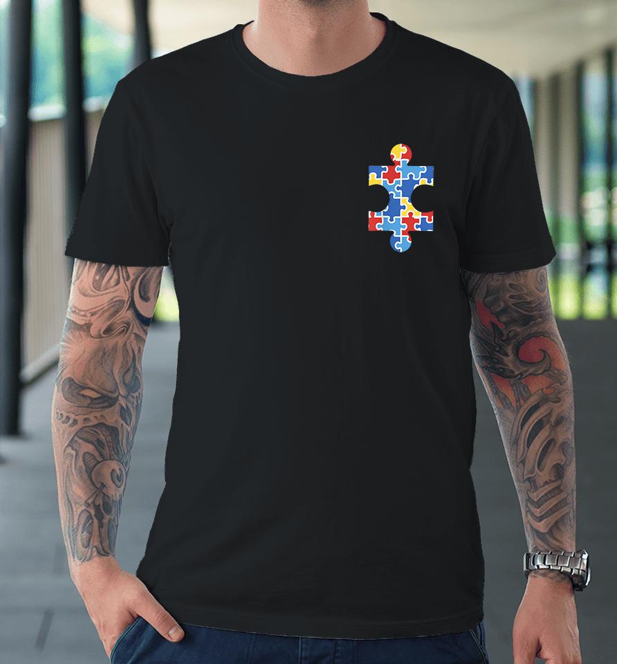 Autism Awareness Puzzle Piece Pocket Premium T-Shirt