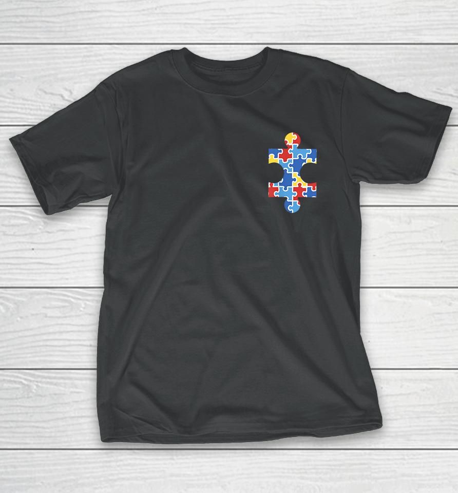 Autism Awareness Puzzle Piece Pocket T-Shirt