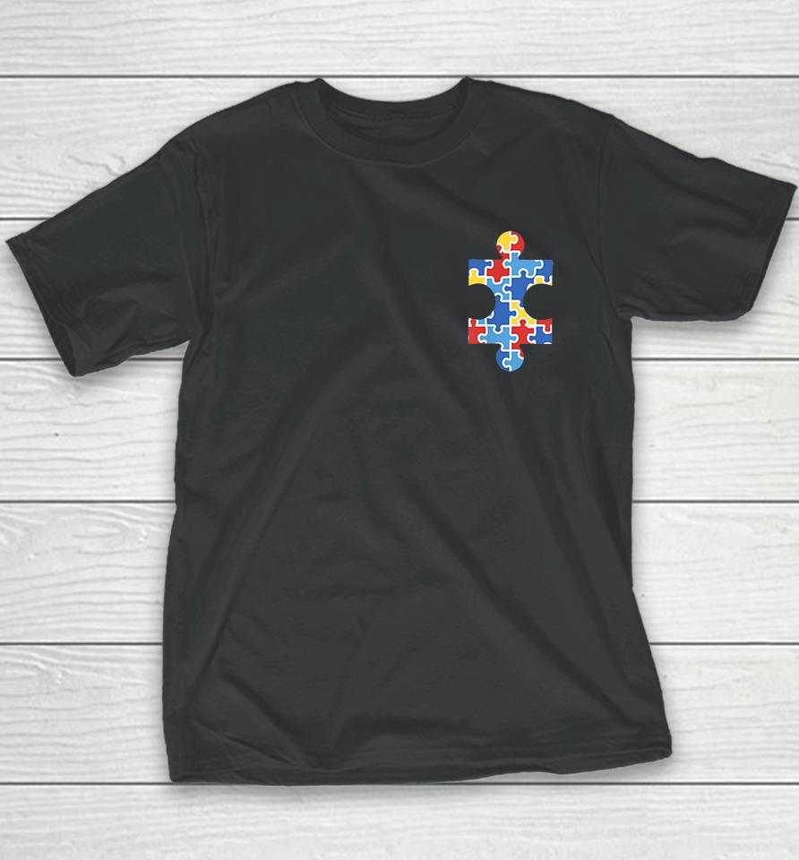 Autism Awareness Puzzle Piece Pocket Youth T-Shirt