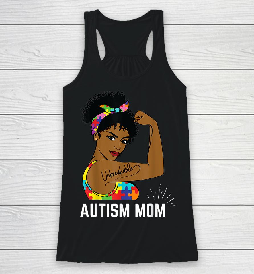 Autism Awareness Strong Mom Afro Mother Black Women Gift Racerback Tank