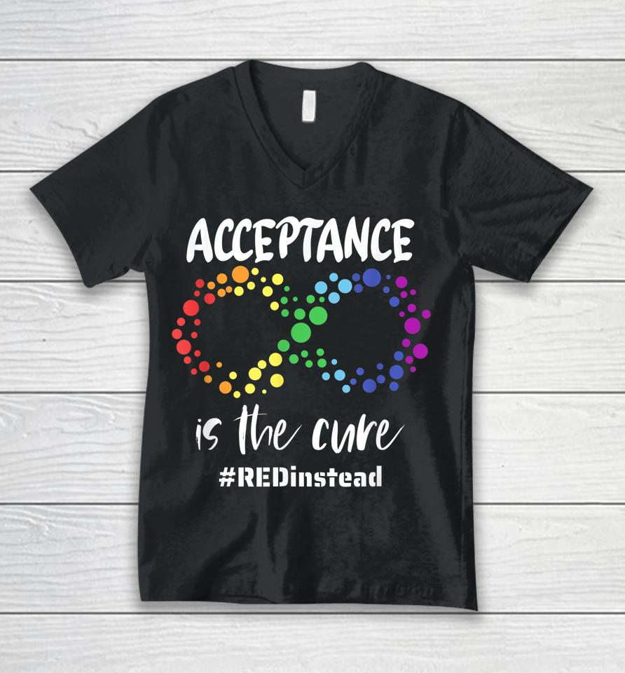 Autism Awareness Wear Red Instead In April 2022 #Redinstead Unisex V-Neck T-Shirt
