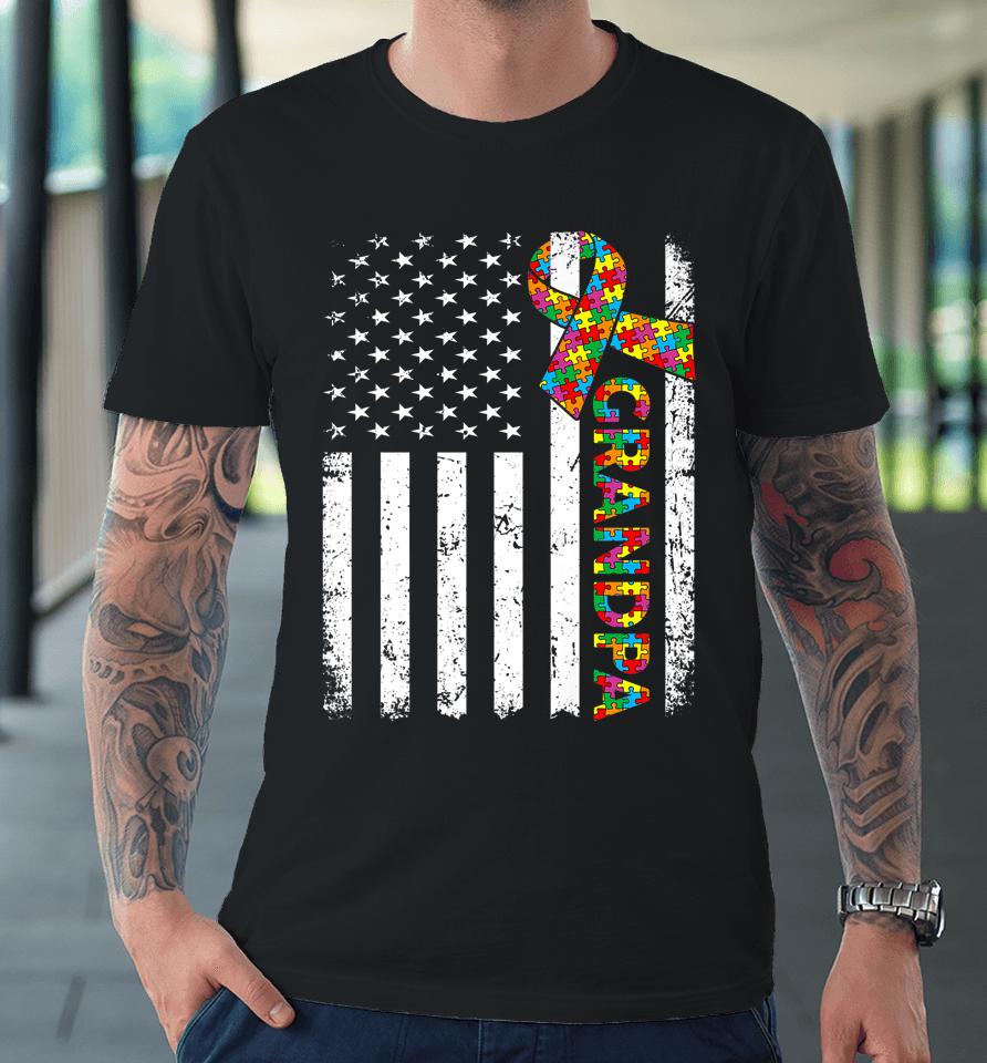 Autism Grandpa American Flag Family Matching Premium T-Shirt