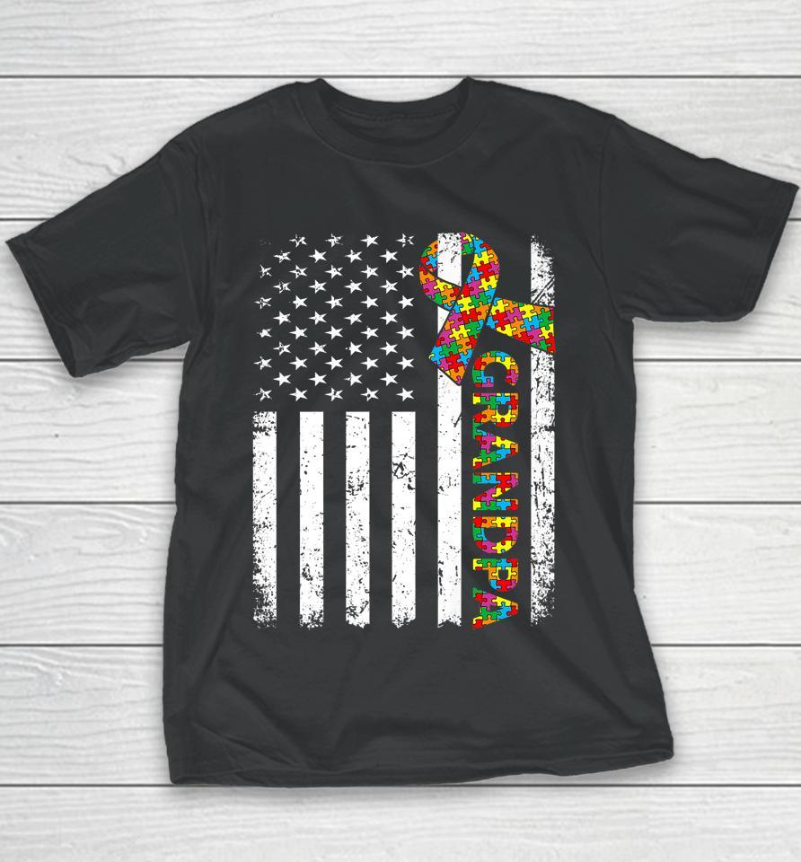 Autism Grandpa American Flag Family Matching Youth T-Shirt