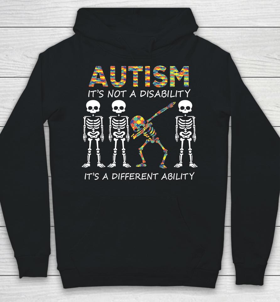 Autism It's A Different Ability Dabbing Skeleton Hoodie