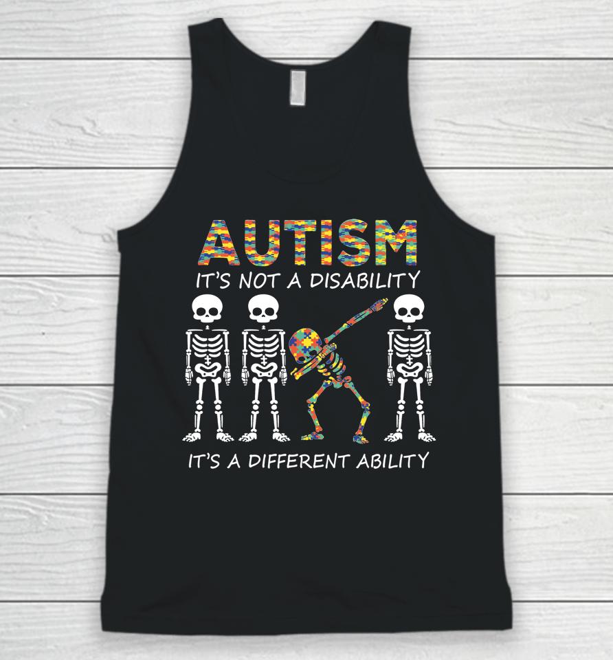 Autism It's A Different Ability Dabbing Skeleton Unisex Tank Top
