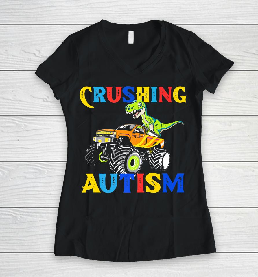Autism Mega Truck An Autism Awareness Women V-Neck T-Shirt