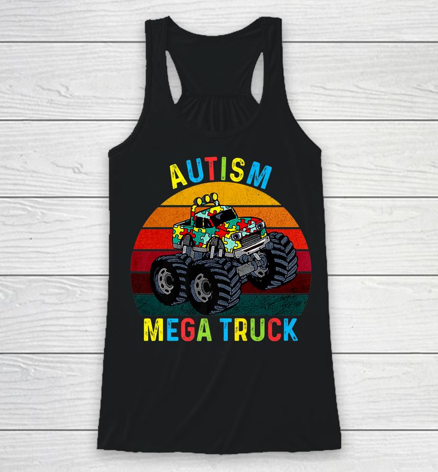Autism Mega Truck Autism Awareness Racerback Tank
