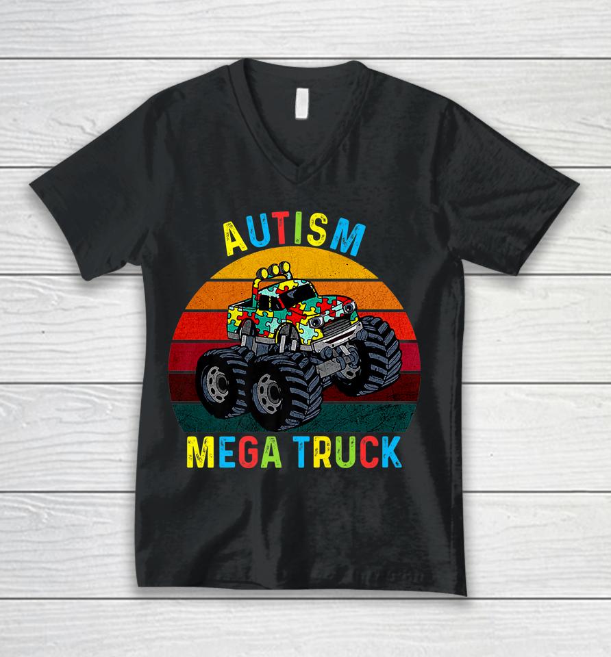 Autism Mega Truck Autism Awareness Unisex V-Neck T-Shirt