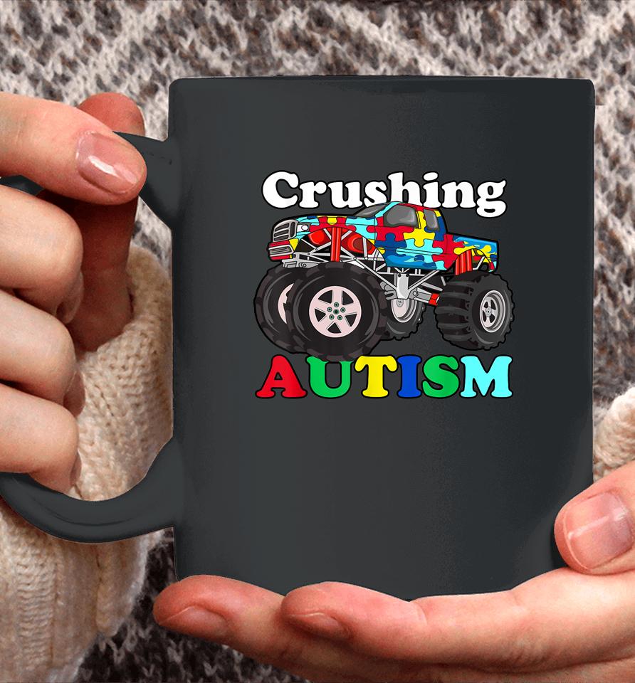 Autism Mega Truck Shirt Kids Monster Truck Crushing Autism Coffee Mug