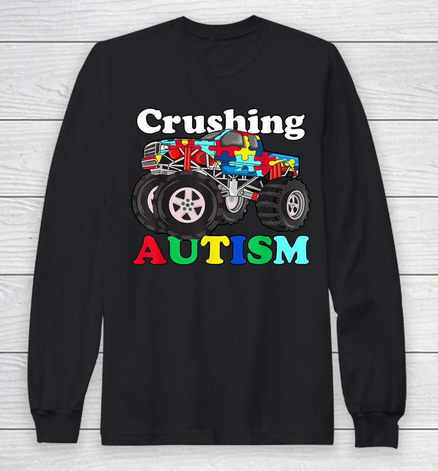 Autism Mega Truck Shirt Kids Monster Truck Crushing Autism Long Sleeve T-Shirt