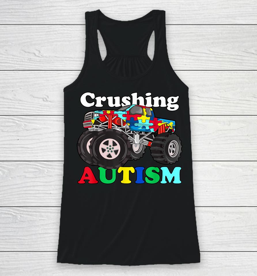 Autism Mega Truck Shirt Kids Monster Truck Crushing Autism Racerback Tank