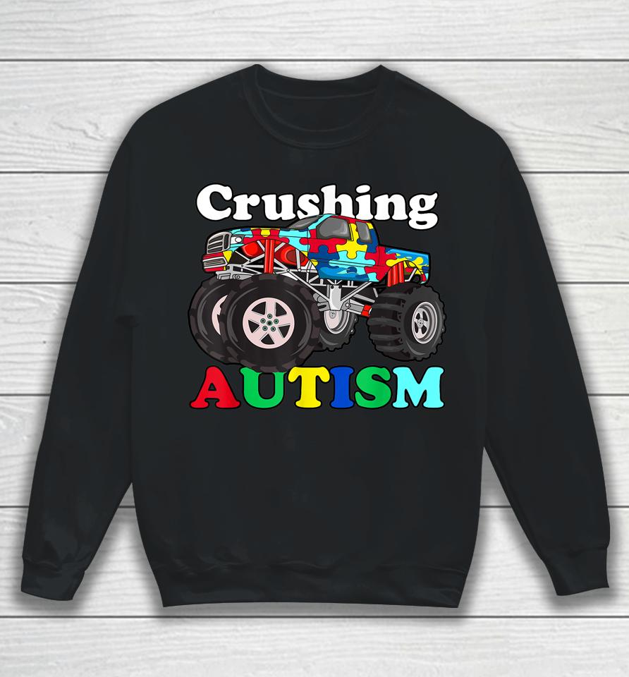 Autism Mega Truck Shirt Kids Monster Truck Crushing Autism Sweatshirt