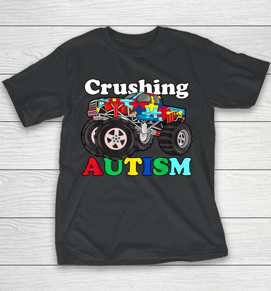 Autism Mega Truck Shirt Kids Monster Truck Crushing Autism Youth T-Shirt