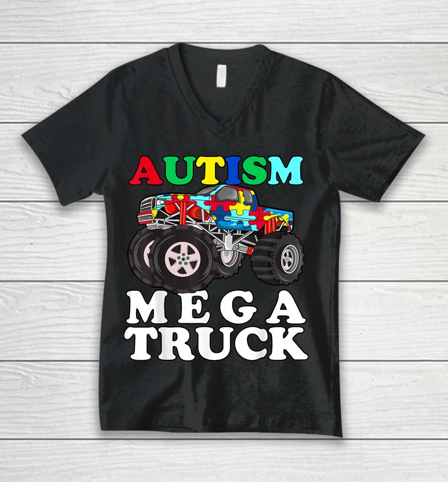 Autism Mega Truck Shirt Kids Monster Truck Unisex V-Neck T-Shirt
