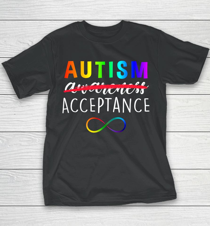Autism Red Instead Acceptance Not Awareness Youth T-Shirt