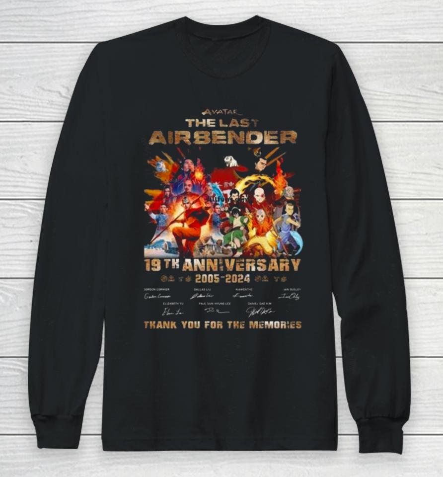 Avatar The Last Airbender 19Th Anniversary 2005 – 2024 Thank You For The Memories Signatures Long Sleeve T-Shirt