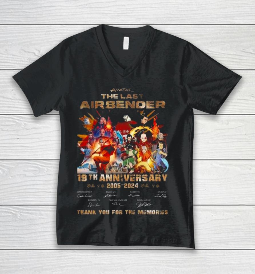 Avatar The Last Airbender 19Th Anniversary 2005 – 2024 Thank You For The Memories Signatures Unisex V-Neck T-Shirt