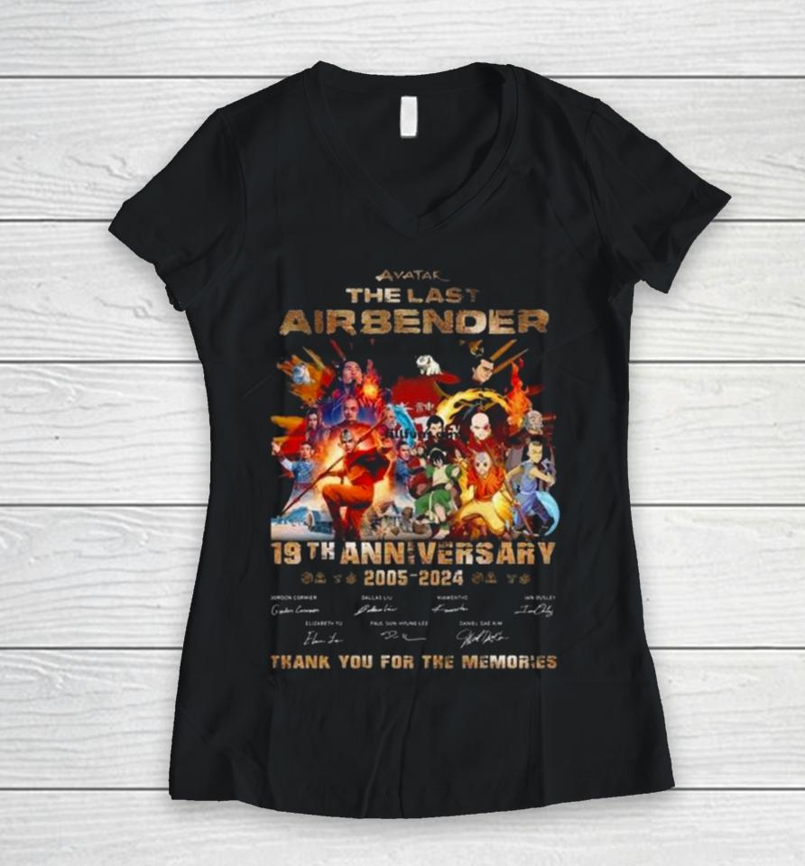 Avatar The Last Airbender 19Th Anniversary 2005 – 2024 Thank You For The Memories Signatures Women V-Neck T-Shirt