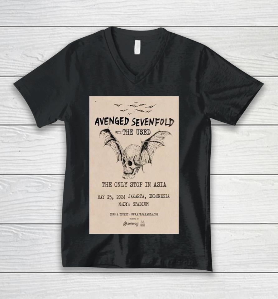 Avenged Sevenfold Jakarta Indonesia May 25 2024 Madya Stadium Unisex V-Neck T-Shirt