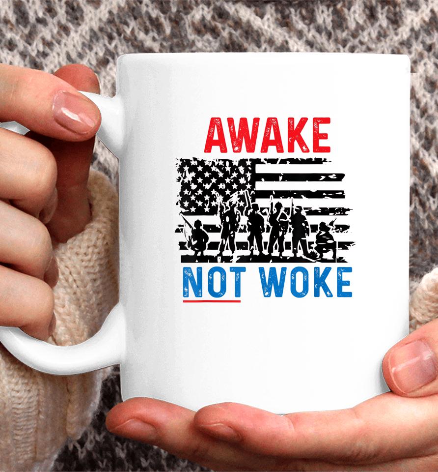 Awake Not Woke Patriotic Usa Free Speech Anti Censorship Coffee Mug