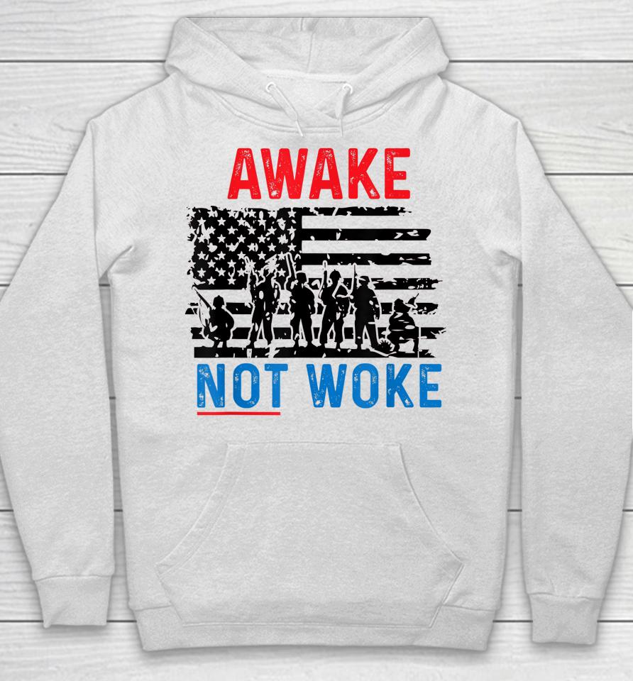 Awake Not Woke Patriotic Usa Free Speech Anti Censorship Hoodie