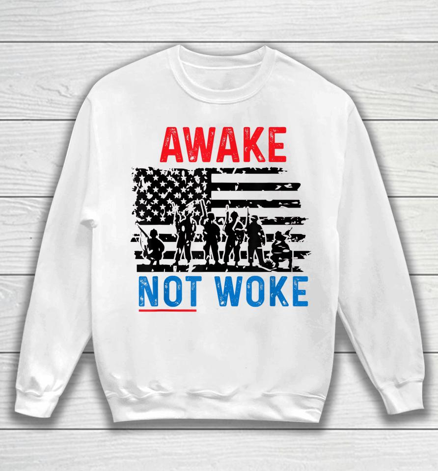 Awake Not Woke Patriotic Usa Free Speech Anti Censorship Sweatshirt