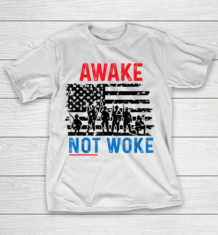 Awake Not Woke Patriotic Usa Free Speech Anti Censorship T-Shirt