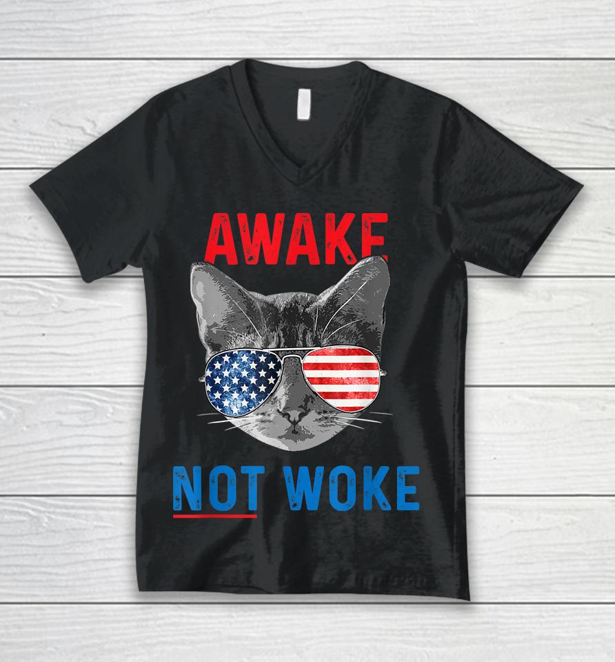 Awake Not Woke Unisex V-Neck T-Shirt