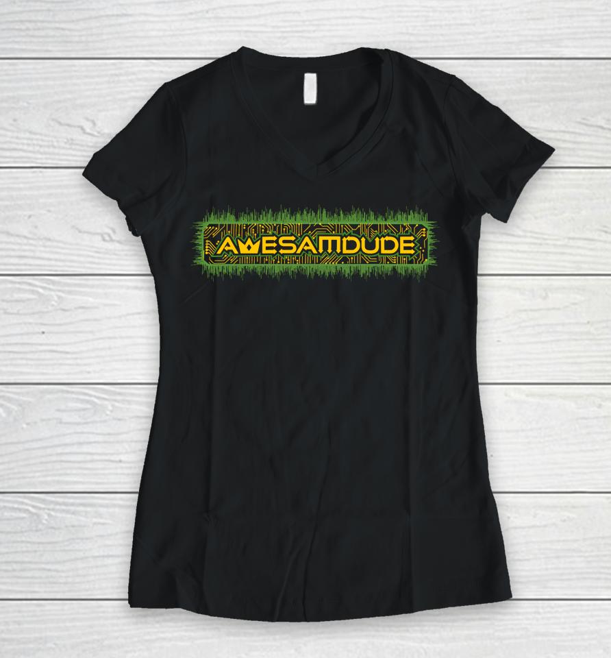 Awesamdude Circuit Women V-Neck T-Shirt