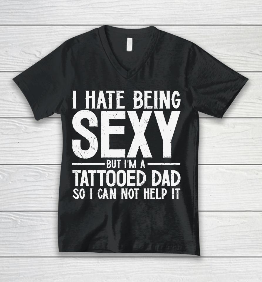 Awesome Dads Have Tattoos And Beards Shirt Fathers Day Unisex V-Neck T-Shirt