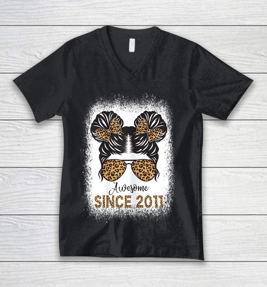 Awesome Since 2011 11 Year Old Girl 11Th Birthday Unisex V-Neck T-Shirt