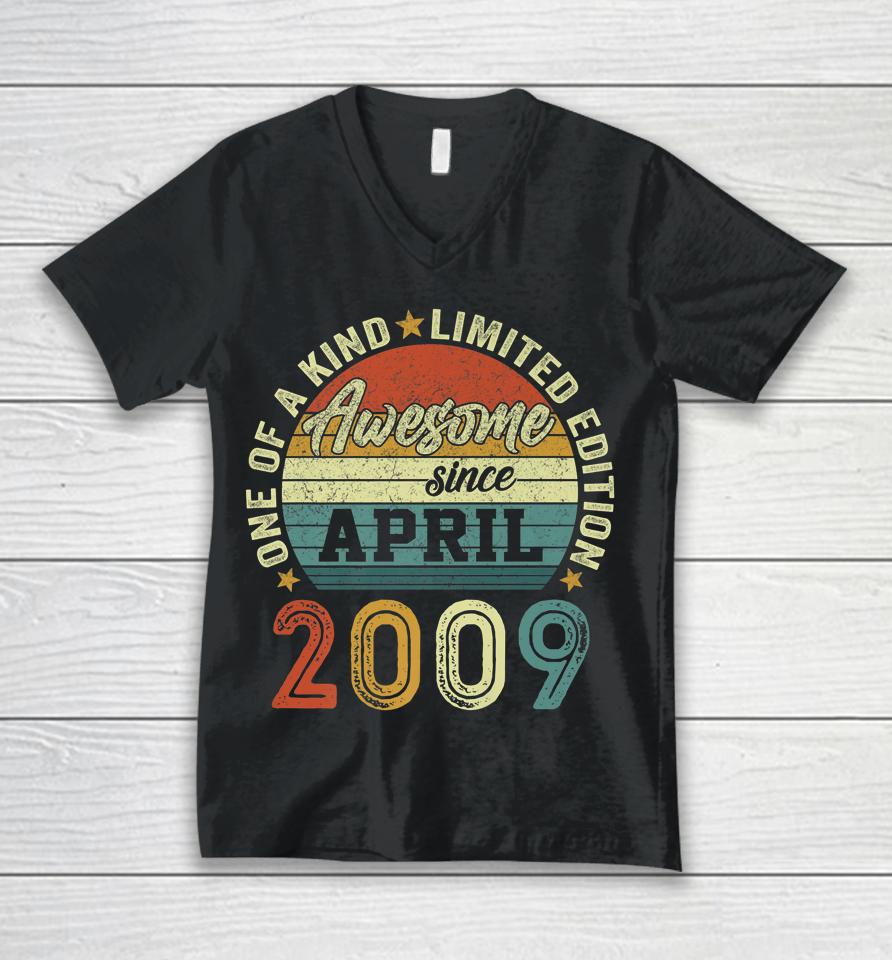 Awesome Since April 2009 13 Years Old 13Th Birthday Gifts Unisex V-Neck T-Shirt