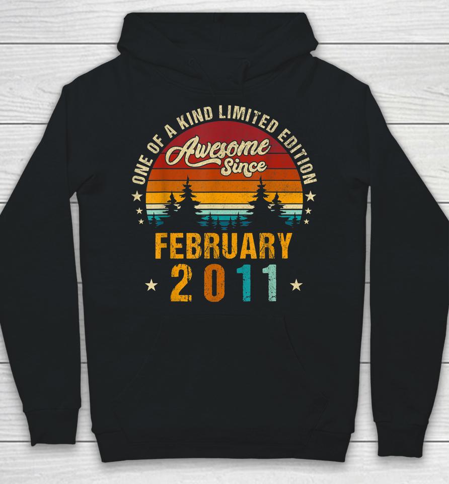 Awesome Since February 2011 Vintage 11Th Birthday Hoodie