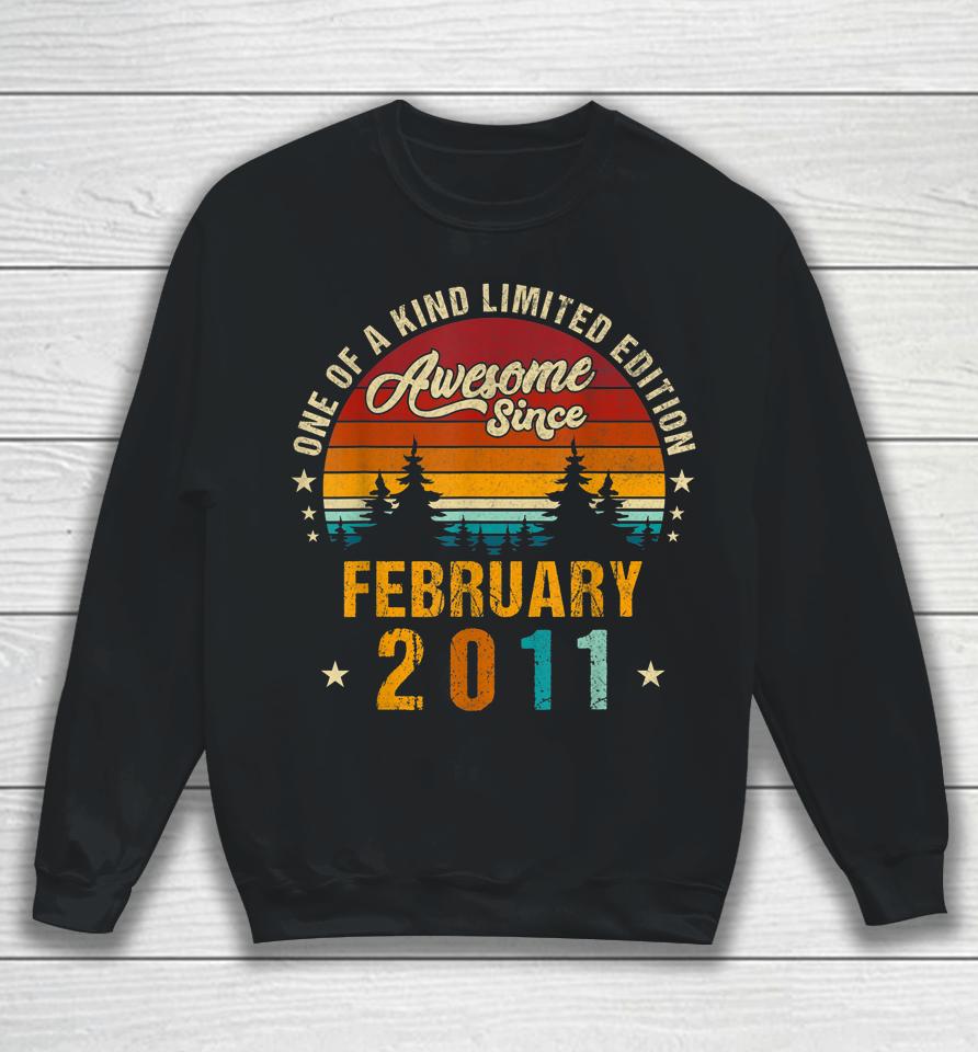 Awesome Since February 2011 Vintage 11Th Birthday Sweatshirt