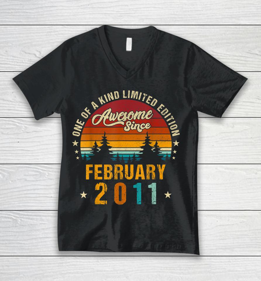 Awesome Since February 2011 Vintage 11Th Birthday Unisex V-Neck T-Shirt