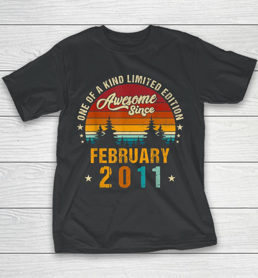 Awesome Since February 2011 Vintage 11Th Birthday Youth T-Shirt