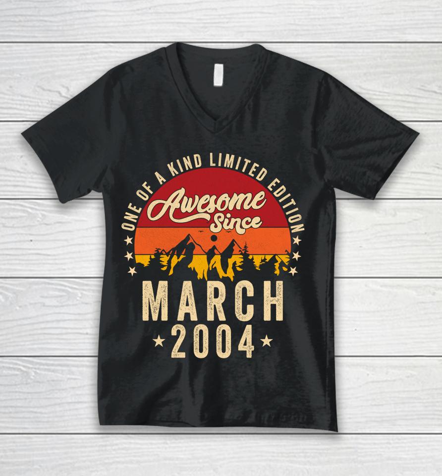 Awesome Since March 2004 Vintage 18Th Birthday Unisex V-Neck T-Shirt
